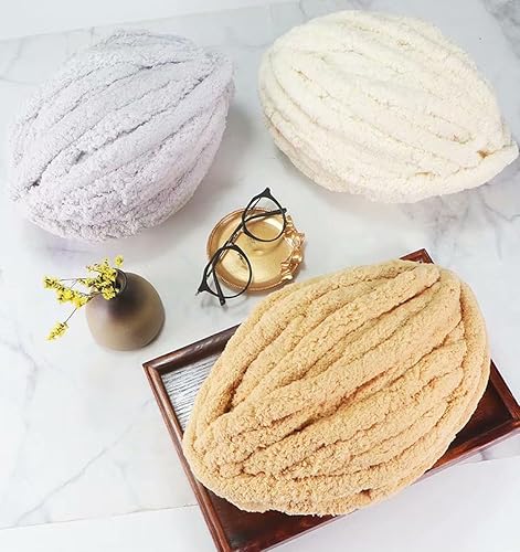 Miniatura 7 de 2 madejas de hilo de felpilla grueso para manta, súper suave, grueso, esponjoso, jumbo, grueso, estilo chenilla, hilo de poliéster de punto para