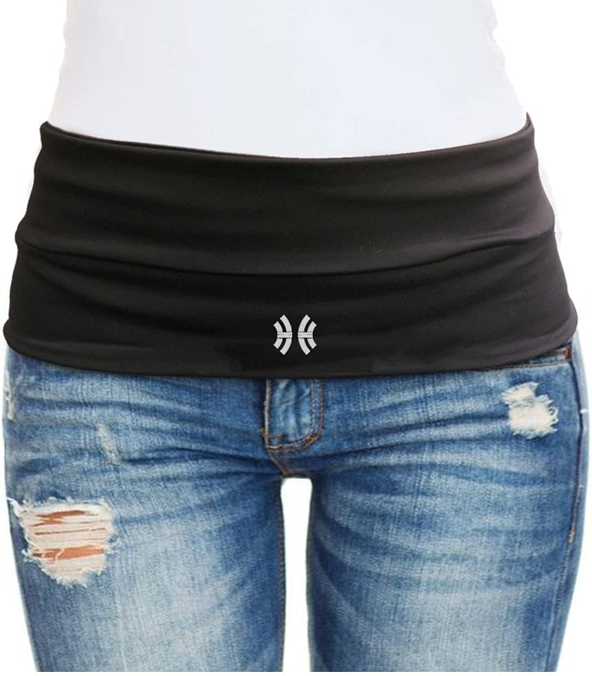 Hip Hug PRO Running Fuel Belt - Fits iPhone 6/7 Plus & All Smart Phones - Hydration Waist Pack Made for Runners - available in PLUS SIZES for men and women, PRO Midnight Black, Small