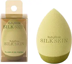 Esponja Maquiagem Ruby Rose Silk Skin Cobertura Impecável, Textura Macia Ideal para Base e Corretivo