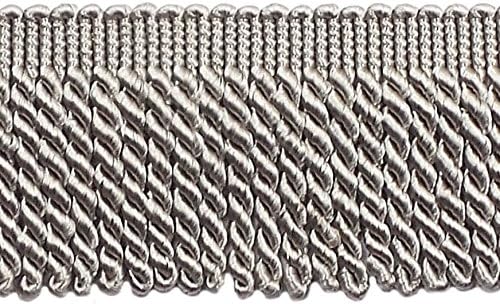 DÉCOPRO 3" (7.5cm) Long Basic Trim Solid Collection Bullion Fringe Trim (Style# BFS3) Silver Grey #049 (Grey Silver) 7 Yard Value Pack (6m/21 ft)