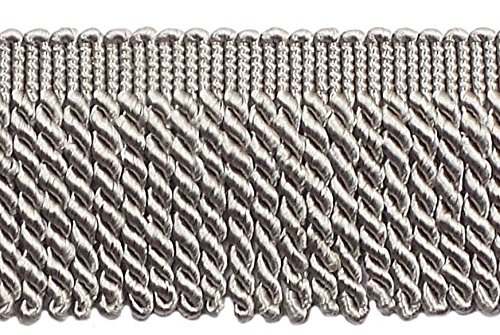 DÃ‰COPRO 3 inch Long Grey Bullion Fringe Trim, Style# BFS3 Color: Silver Grey - 049, Sold by The Yard