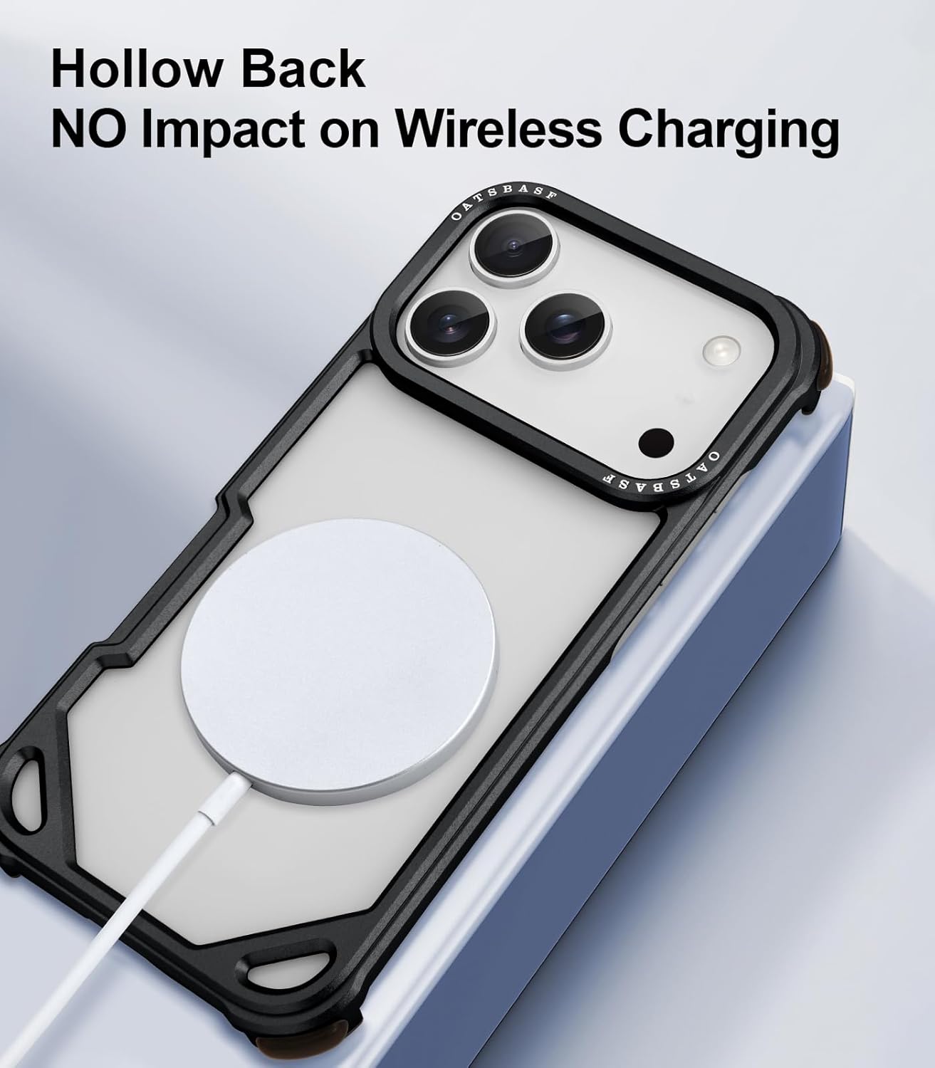 OGRANEE Metal Bumper Case for iPhone 17 Pro Max, Aluminum Alloy Frame Hollow Back Design Compatible with Magsafe, Minimalist Slim Shockproof Cool Cover Hard Shell, Raised Edge Protection, Black