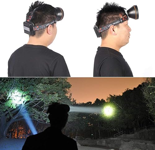 Miniatura 2 de Linterna frontal súper brillante con cinturón de caza, foco LED recargable con fuente de alimentación, linterna impermeable para jardín, al aire