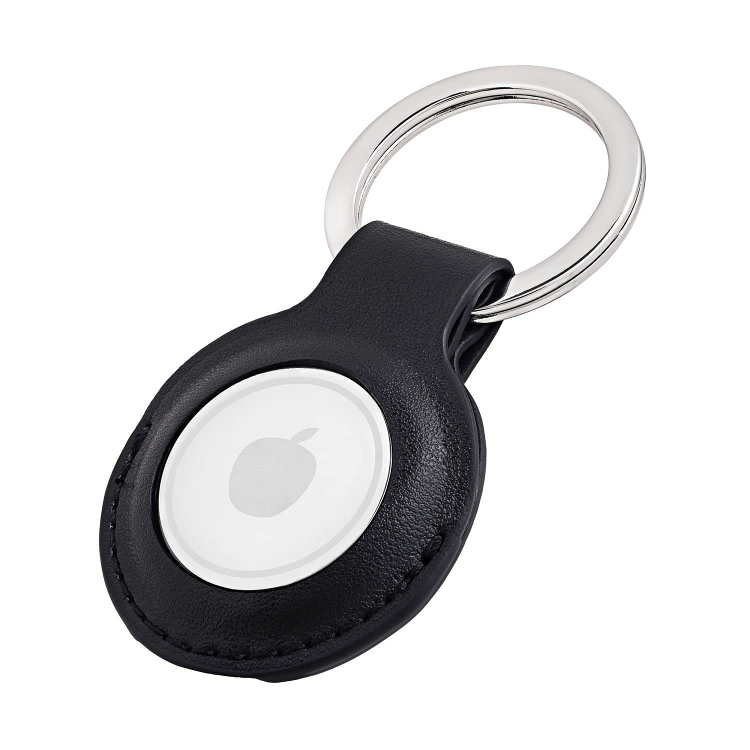 Premium Lederhülle für Apple AirTag - Vegan Leder Case mit Robusten Edelstahl Schlüsselring - Tragbare Schutzhüllen und Zubehör für AirTag Tracker - Schwarz 4er - il Grado