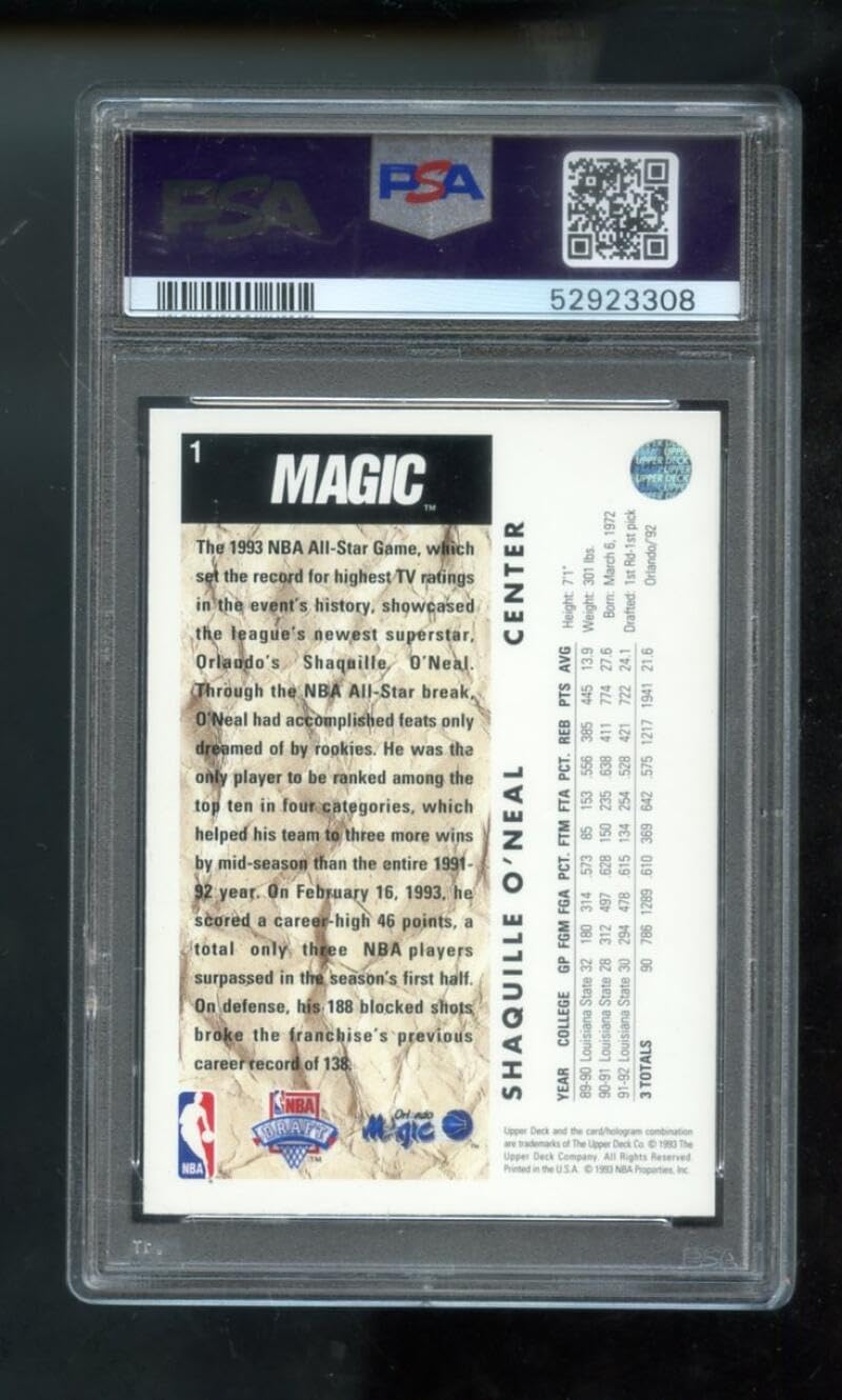 Shaquille O'Neal PSA GRADED 8 (Basketball Card) 1992-93 Upper Deck - [Base] #1
