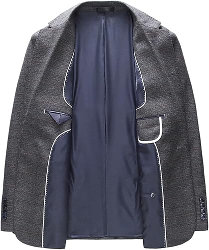 Miniatura 2 de Trajes de 3 piezas para hombre, traje de tweed ajustado a cuadros, trajes ajustados para hombres, traje de un botón, conjunto de esmoquin