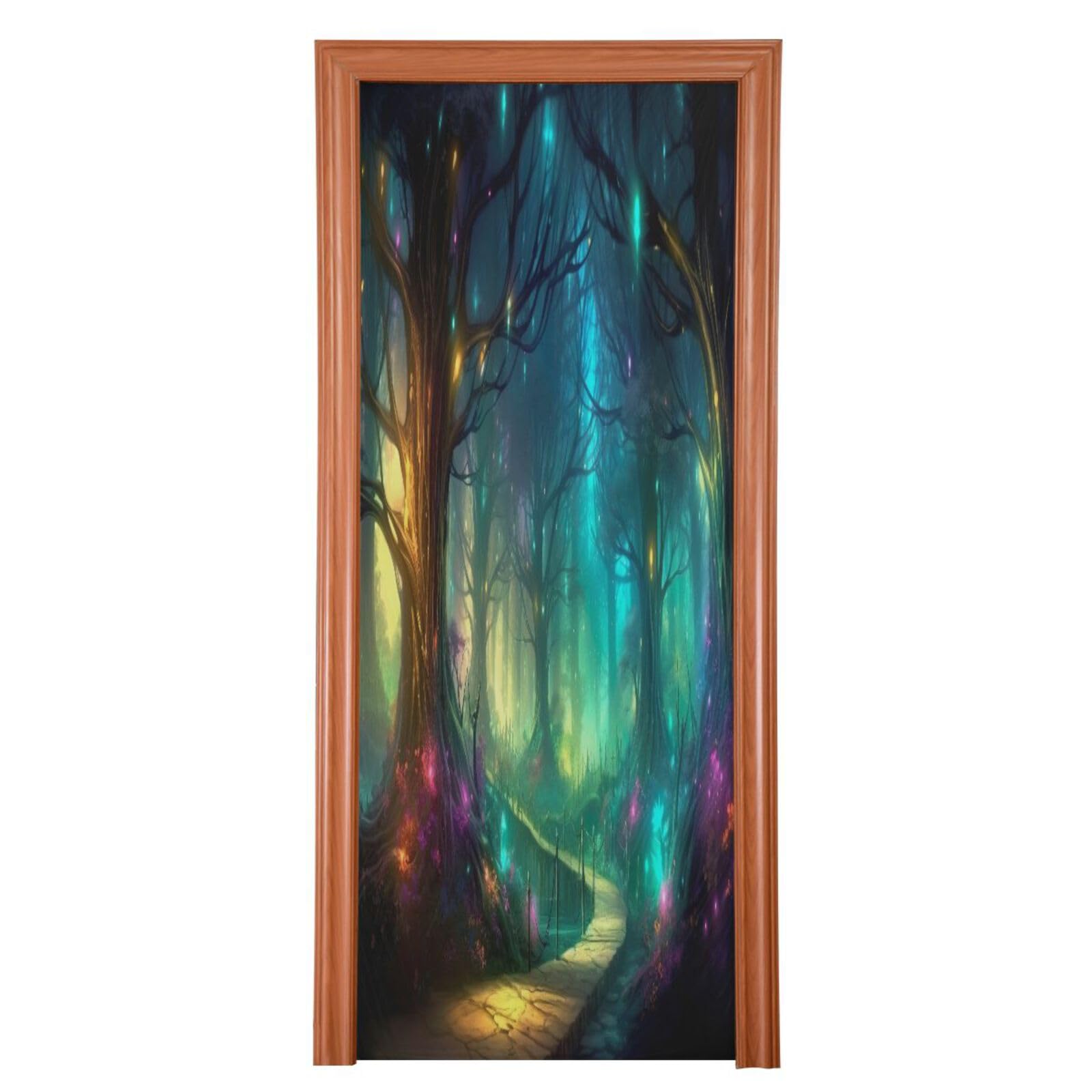 FLildon Fairy Forest Road Door Cover Decoration, Party Accessory Porch Decor for Festive Ornament Room Door Covers 36 x 98 Inch