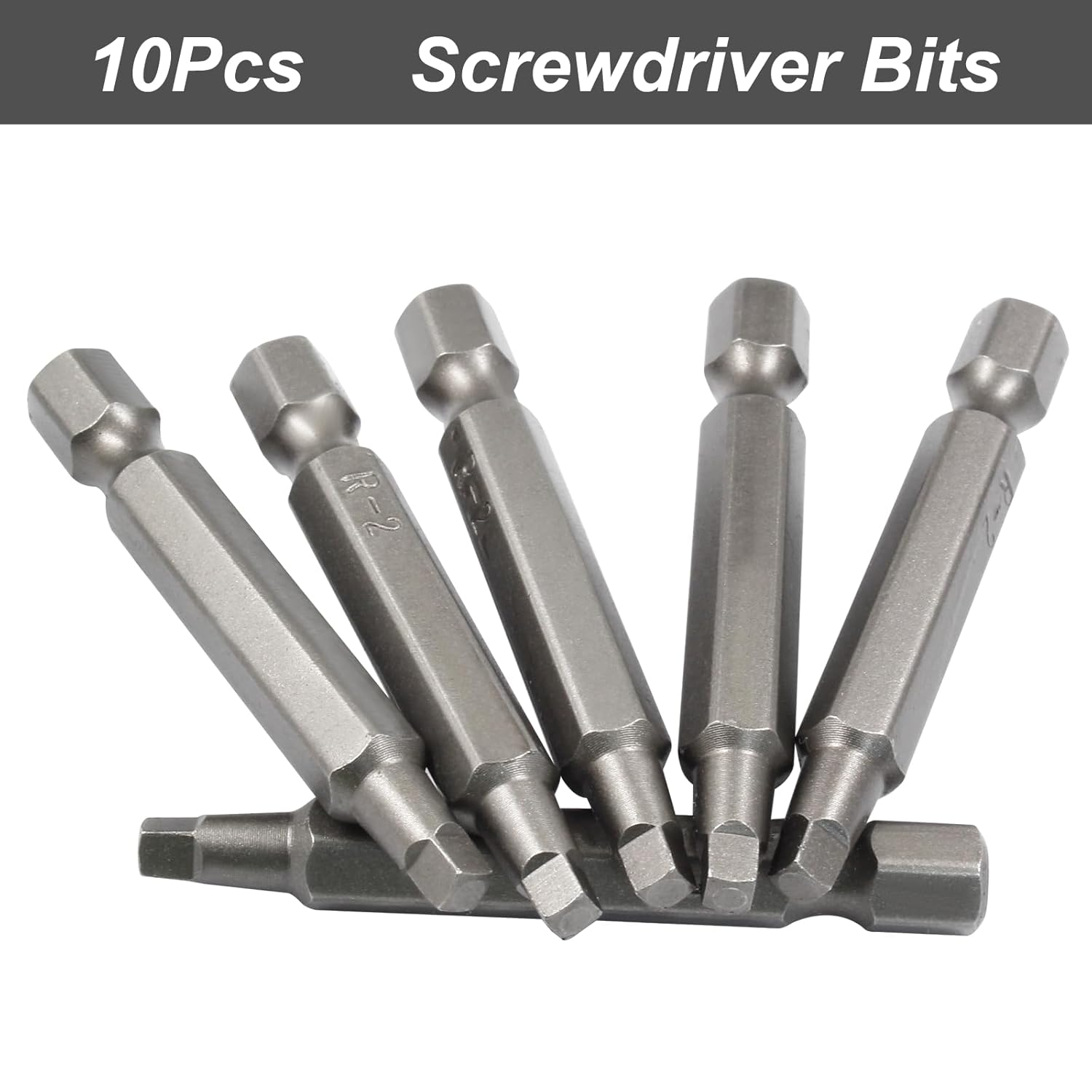 10Pcs Square Drill Bit Set 1/4 Inch Hex Shank Square Screwdriver Bits #2 Roberston Bits Set 2 Inch Long Magnetic Square Bits