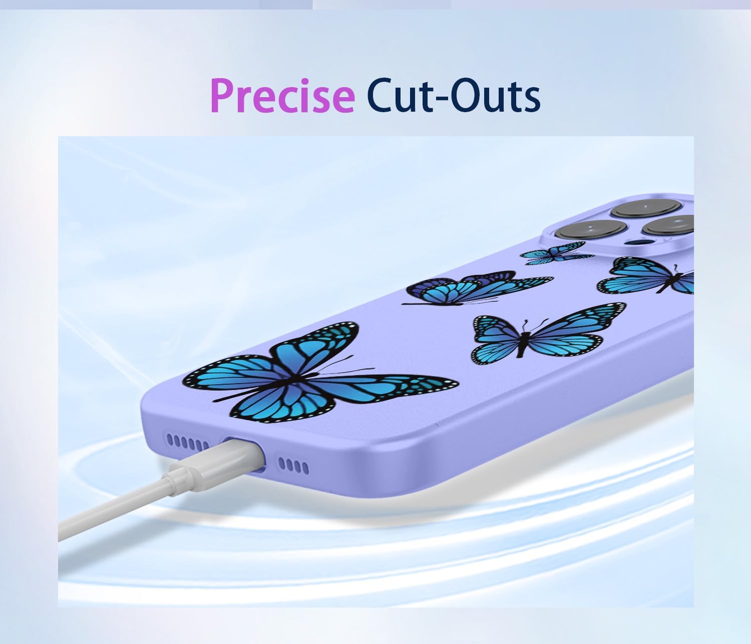 Phone Case for OnePlus 13 Case, 1+13 Case, Shockproof Flexible Bumper TPU Soft Case Butterfly Pattern Phone Cover for OnePlus 13 Purple Butterfly - Image 7