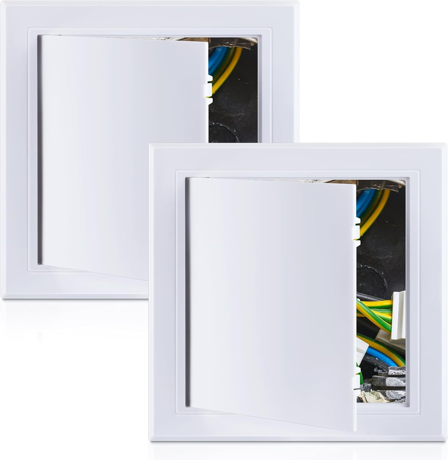 2 Pack 8 x 8 Plastic Plumbing Access Panel for Drywall, Door Electrical Cover White PVC Removable Hinged Panel Wall Hole Cover(2 Pack,8 x 8 Inch)
