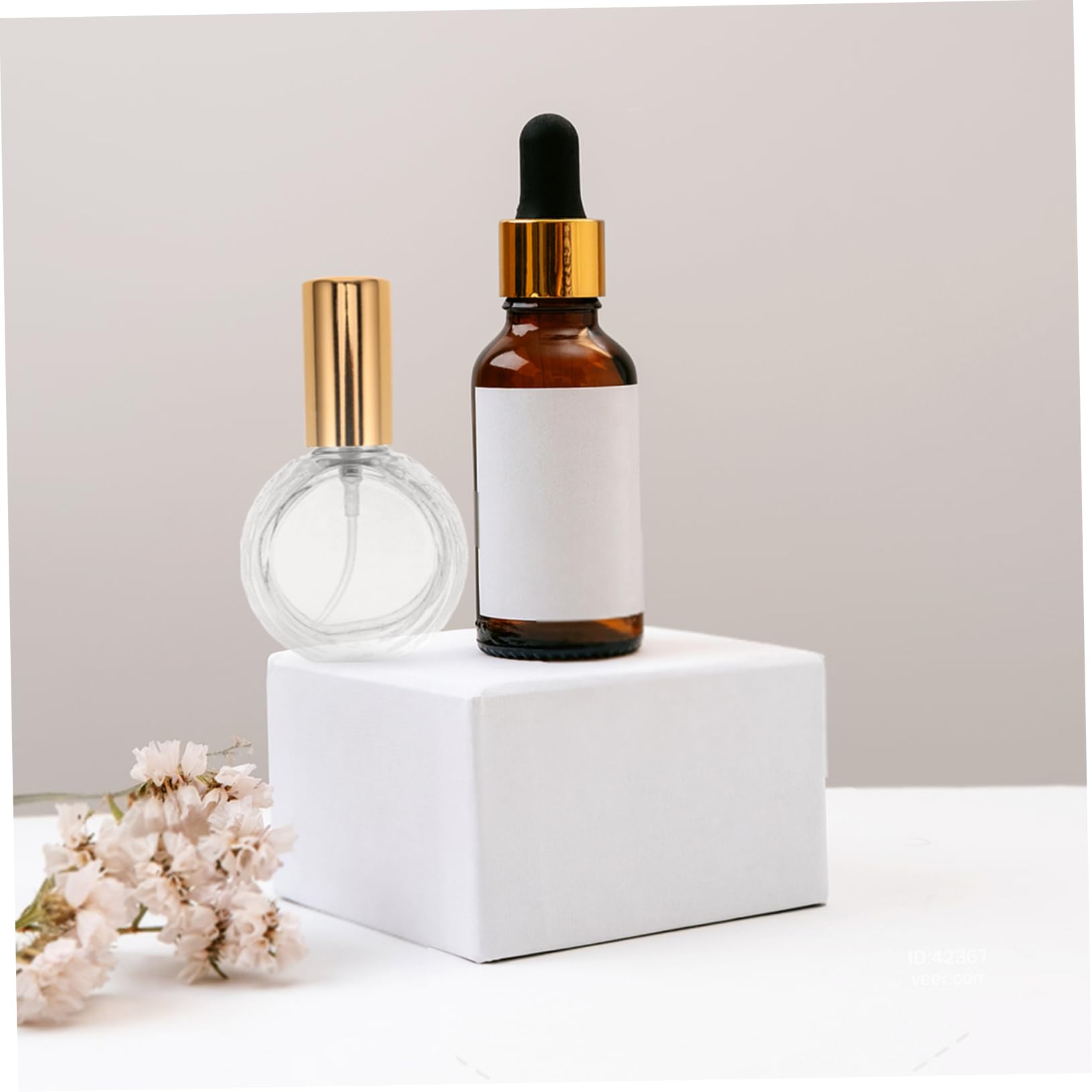 PACKOVE 10ml Wiederbefüllbare Glas Parfümzerstäuber, Flach Rund, Gold