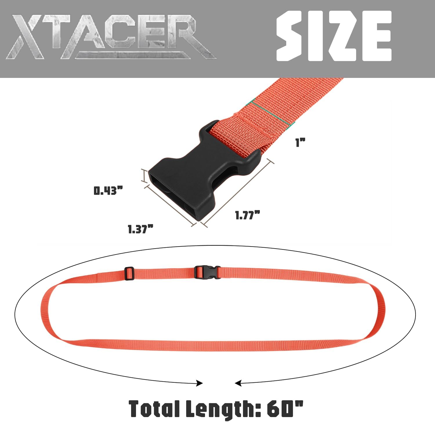 XTACER 1 Inch Molle Backpack Accessory Strap Luggage Straps Cover Strap Sleeping Bag Strap with Buckle (Orange, 60)