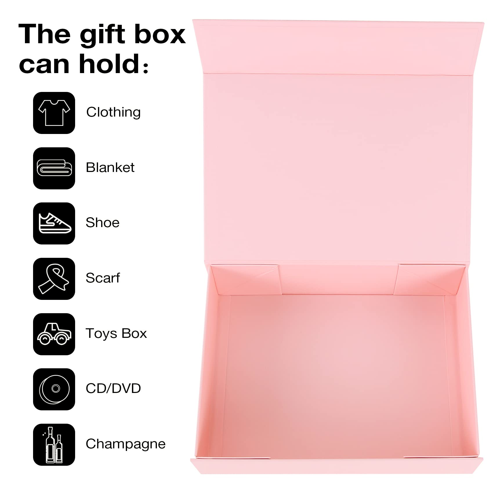 Aimyoo Pink Collapsible Gift Box with Magnetic Closure Lids 13.8x9x4.3 in, Large Bridesmaid Groomsman Proposal Boxes, Rectangle Present Box for Graduation Birthday Storage 1 Pack