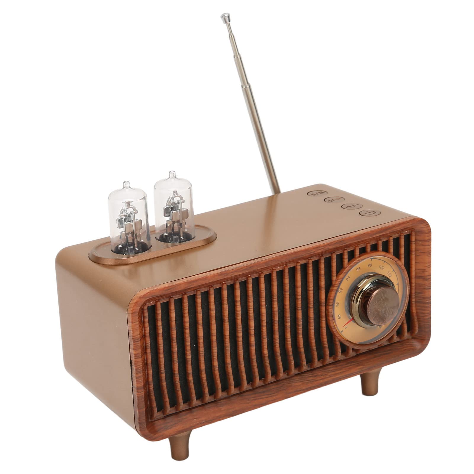 Jiawu Altavoz Bluetooth Retro con Tubo de Vacío, Altavoz de Radio Clásico Inalámbrico Vintage con Luces LED Ambientales, Portátil Bluetooth 5.0 para el Hogar, Compatible con Tarjeta de Memoria/Disco