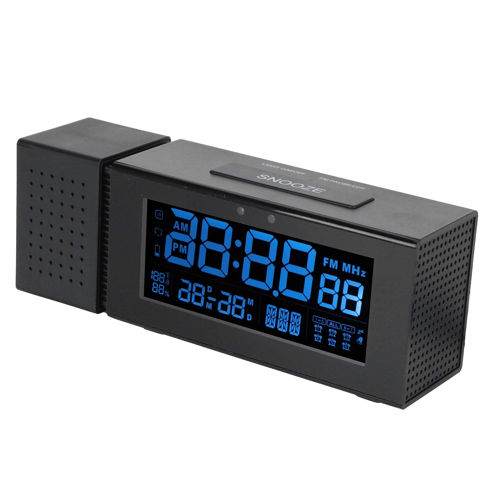 Réveil horloge numérique VA noir avec radio FM et veilleuse pour table de chevet