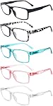 5 Pack Reading Glasses Blue Light Blocking UV400 Anti Glare Computer Readers for Men Women