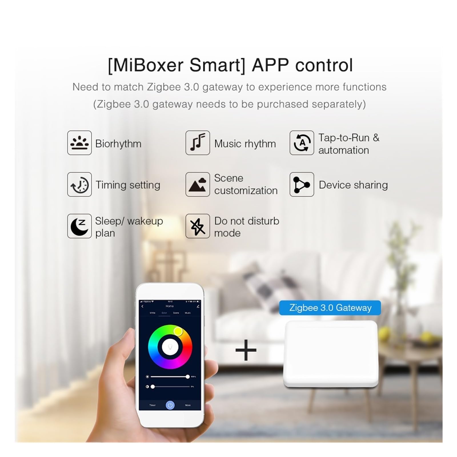 Luces de Seguridad 30W 50W WiFi Inteligente RGB + CCT Reflector LED (Zigbee 3.0) IP65 Iluminación De Paisaje Al Aire Libre A Prueba De Agua APLICACIÓN Control De Voz para Patio, jardín (Color : ZB-Bo