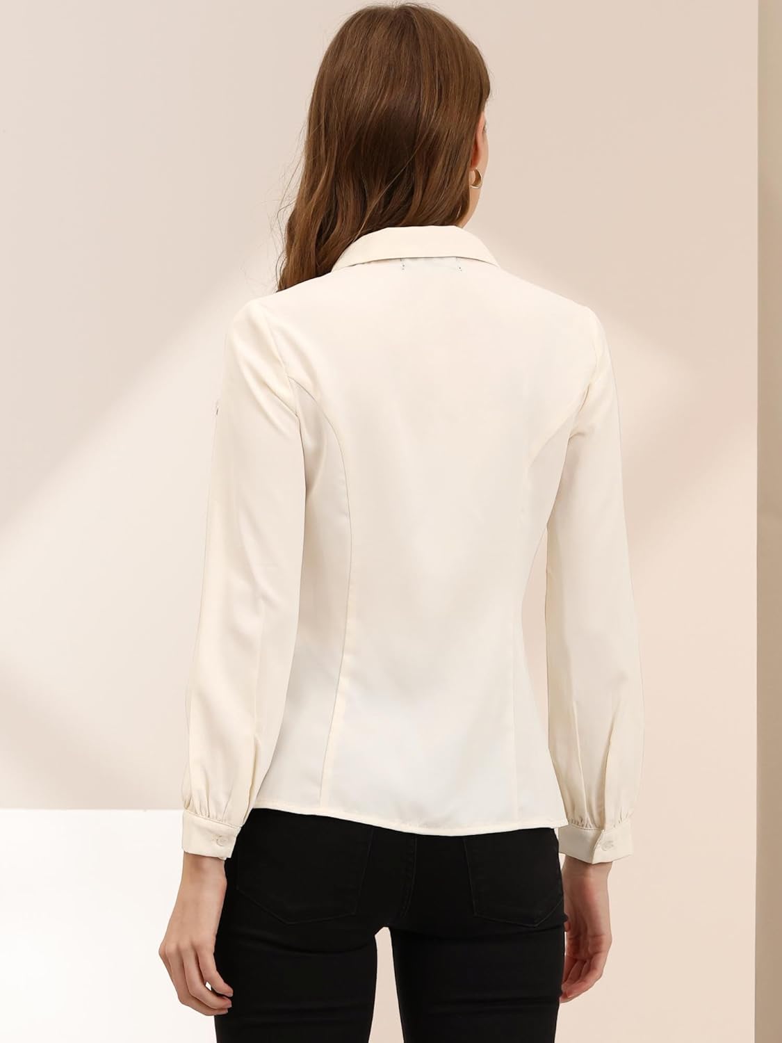 Allegra K Women's Peter Pan Collar Blouse Business Casual Long Sleeve Button Down Work Shirt - Image 5