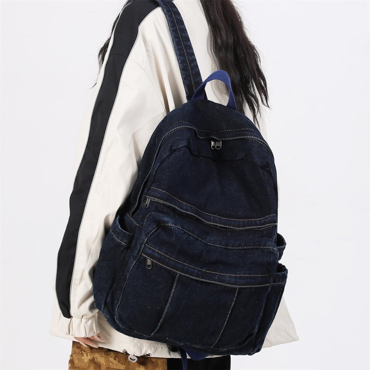 MaxxCloud Vintage Denim Laptop Backpack Casual Canvas Daypack Handbag Purse Lightweight Rucksack Shoulder Bag