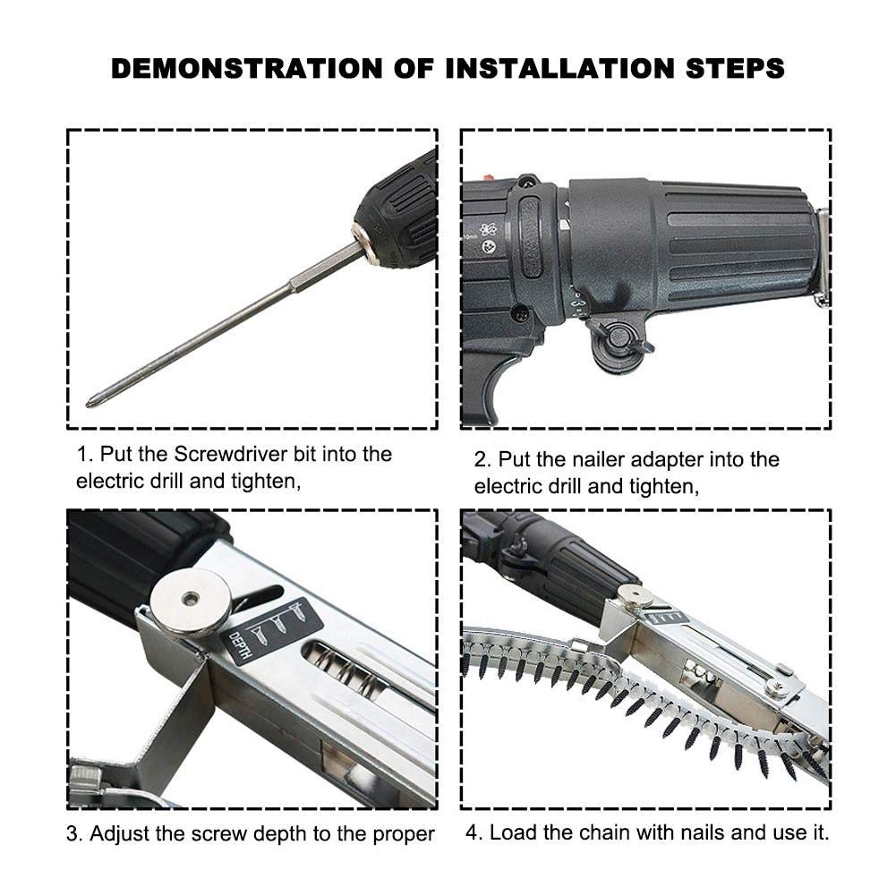 Perceuse électrique automatique de pistolet à ongles de menuiserie, outil de travail du bois de matériel d'accessoire de perceuse électrique de machine à ongles automatique réglable