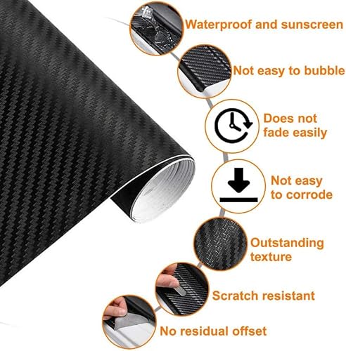 Aobetak Carbon Autofolie in Matt Schwarz für Auto und Motorrad