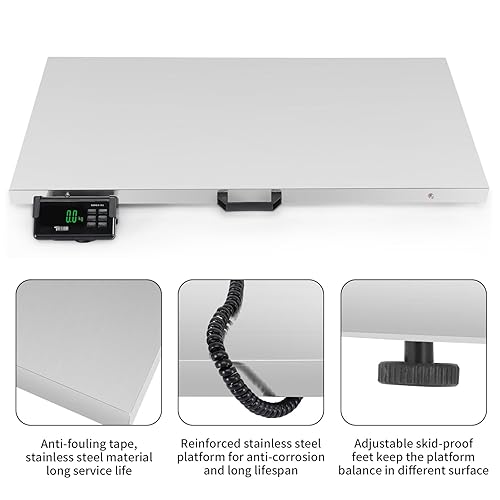 Miniatura 7 de TUFFIOM Báscula postal digital para ganado de 1100 libras x 0.2 libras, plataforma electrónica de acero inoxidable resistente para animales