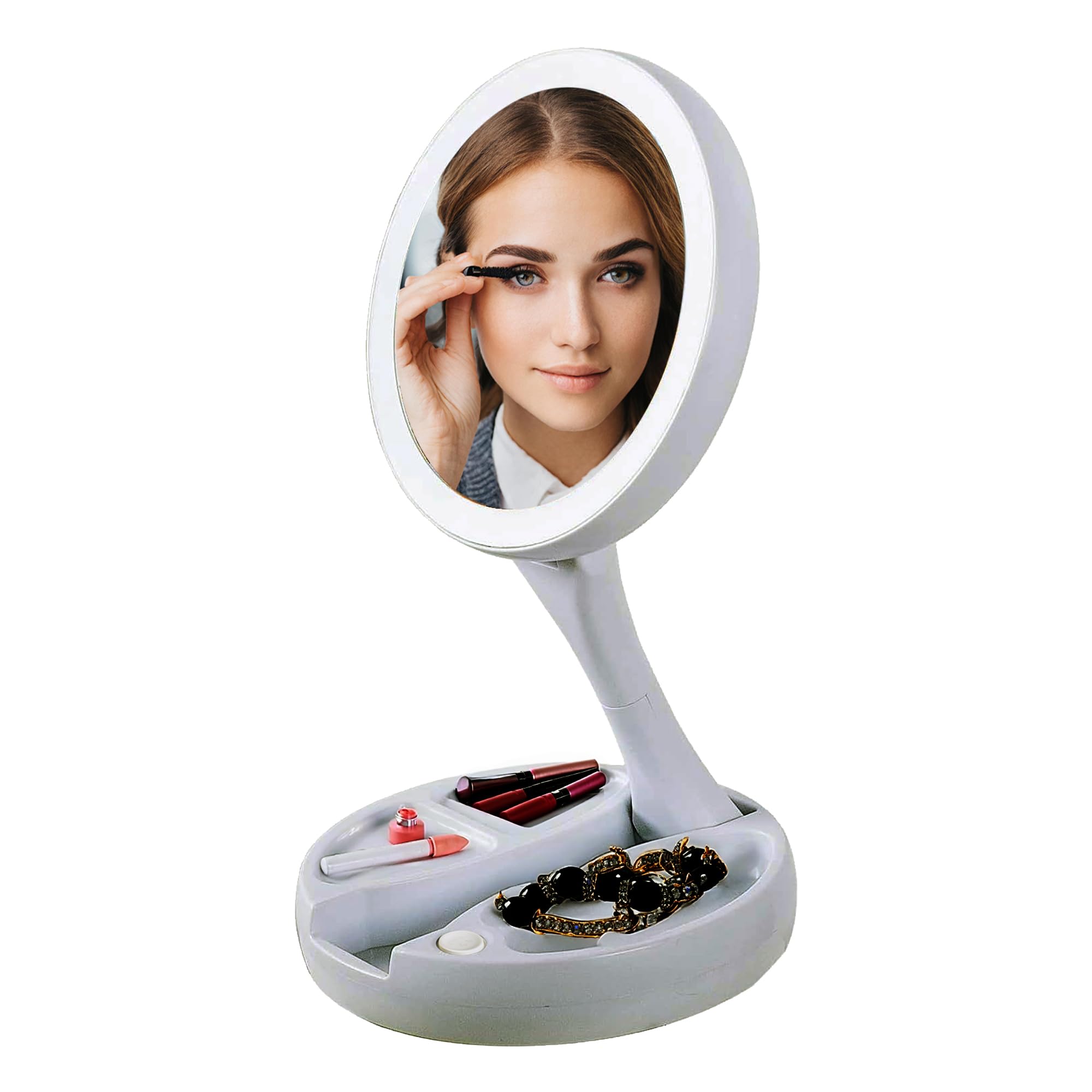 Genérico Espejo Aumento con luz, Espejo Aumento 1x 10x, Espejo con luz, Espejo pequeño Plegable para Viajes, Espejo Maquillaje, Regalo para Mujer.