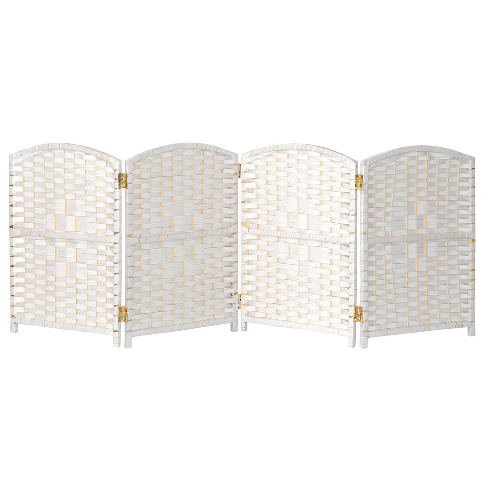 QINGYAN Short Folding Screen, 4/5/6 Panel Freestanding Partition, Separator For Bedroom, Rattan Room Divider(White,60X30CM-5PCS)