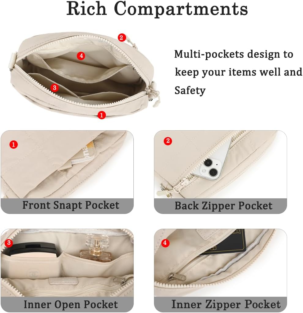 LOXOMU Clear Crossbody Bag Stadium Approved Small Puffer Bag for Women