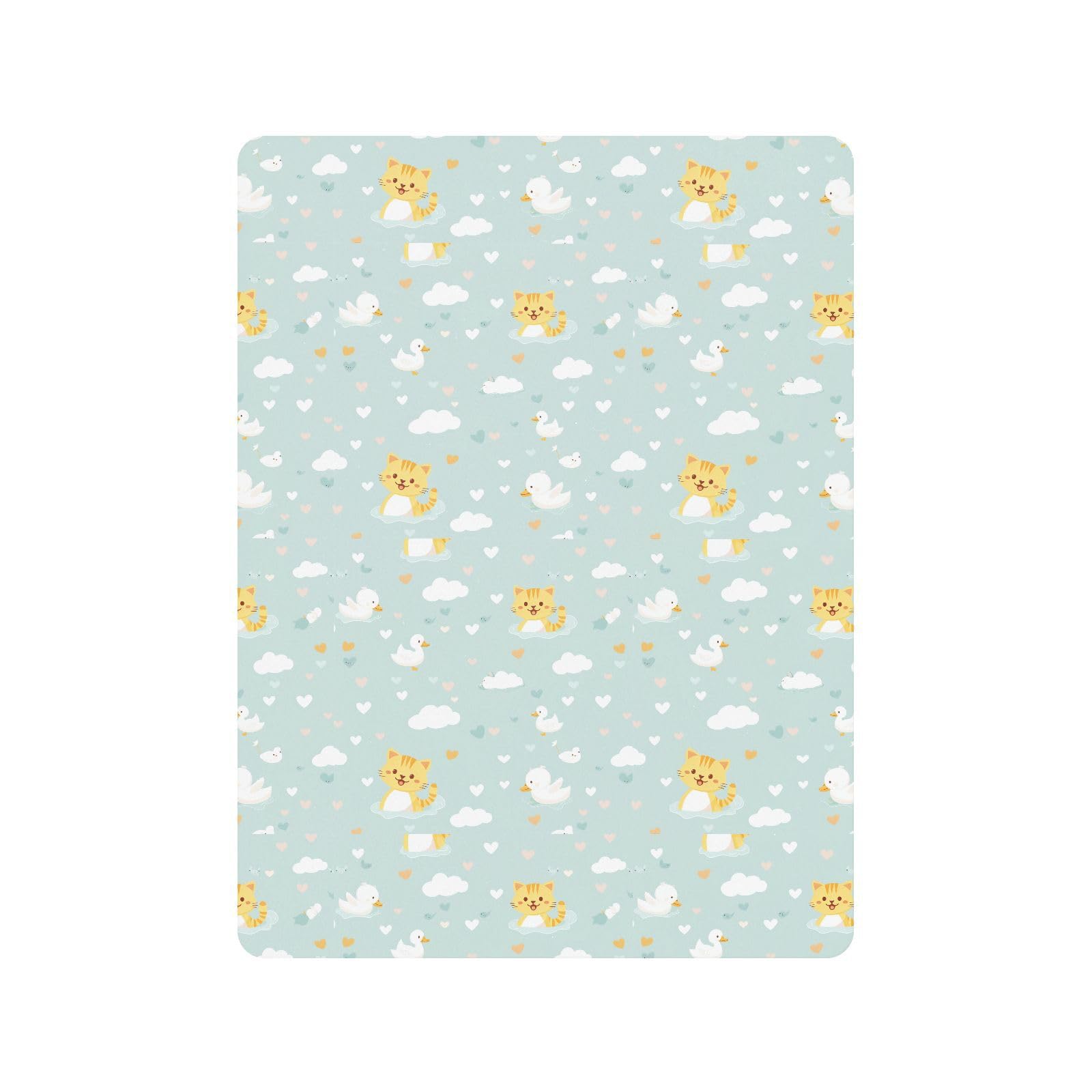Juego de sábanas de algodón para cuna de bebé, diseño de pato y gato, suave y cómoda, ropa de cama de muselina para cuna, 1 paquete
