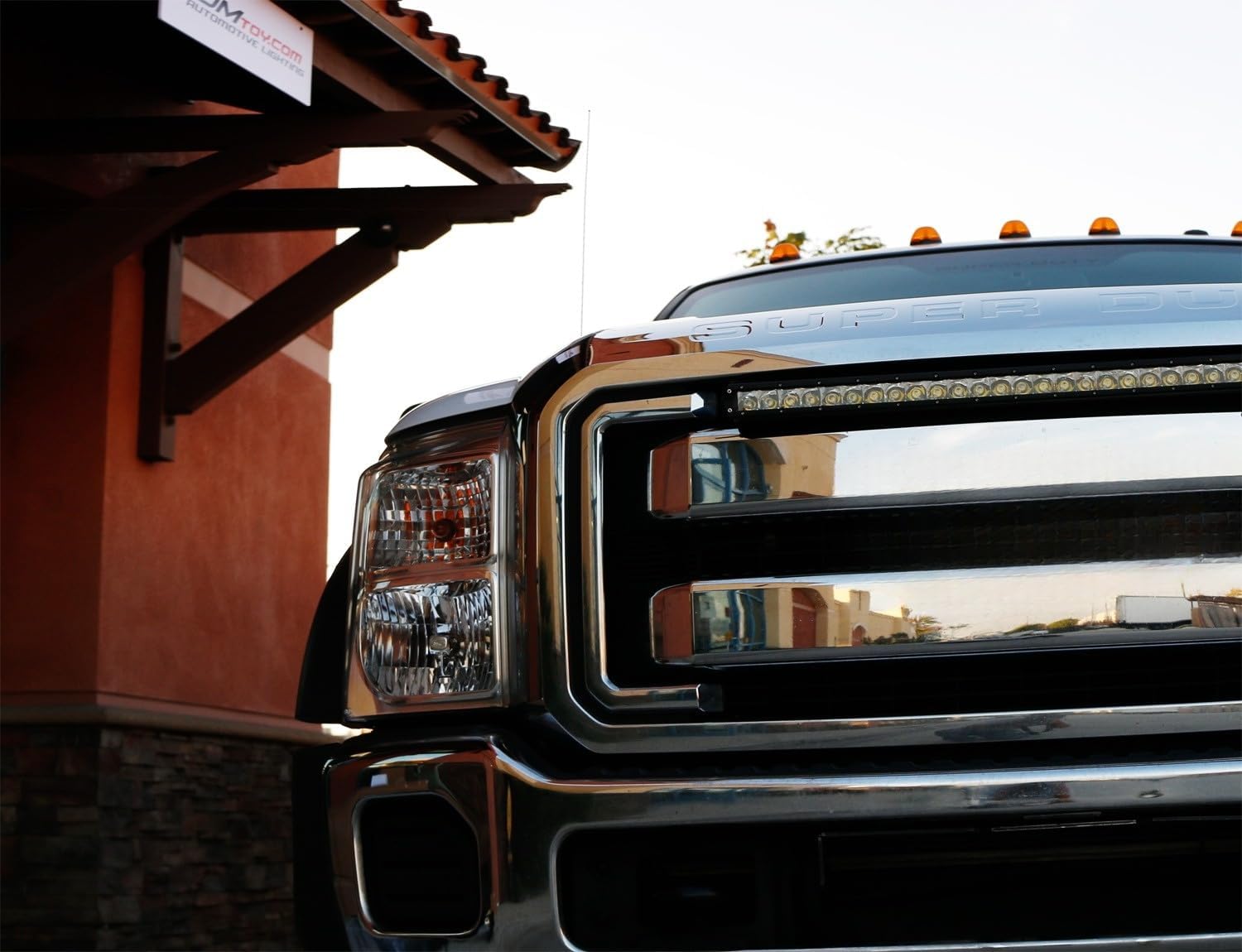 iJDMTOY Upper Grille Mount 30-Inch LED Light Bar Kit Compatible with 2011-2016 Ford F250 F350 Super Duty, Includes (1) 150W High Power LED Lightbar, Grill Mounting Brackets & On/Off Switch Wiring