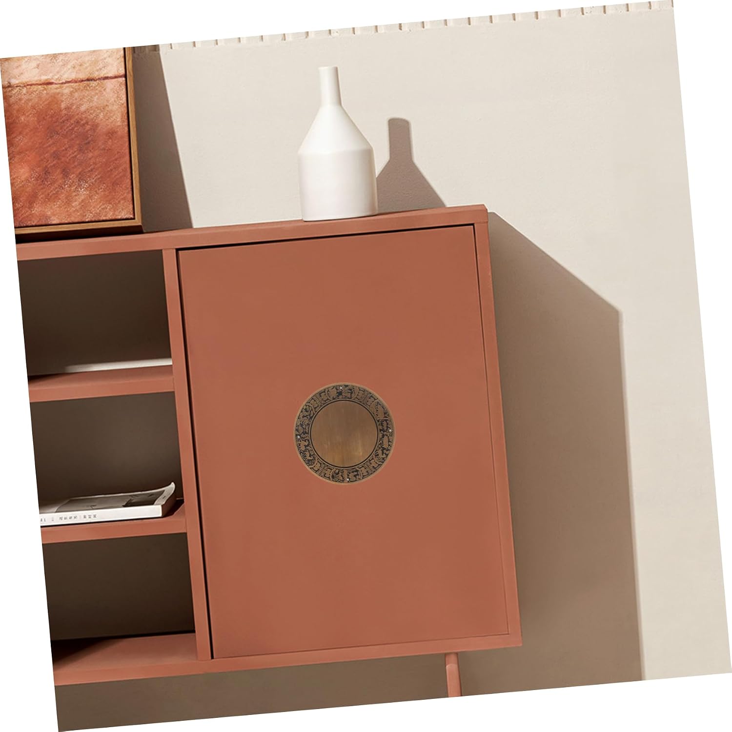 ARTIBETTER Brass Zodiac Design Console Table Surface Plate for Cabinet and Storage Unit Antique Style Backplate for Home Decor and Organization