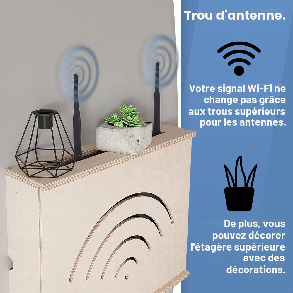 OHANA Armoire de rangement pour routeur - Boîte murale - Étagère Wi-Fi - Fabriquée en UE