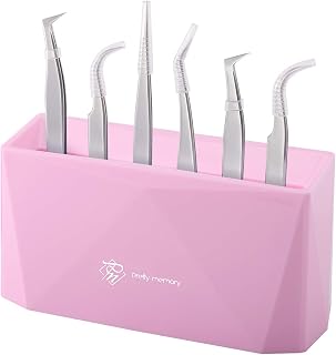 Pretty memory Lash Tweezer Holder | 6 Holes Eyelash Extensions Tweezer Stand Display Storage Lash Accessories Tools, Pink