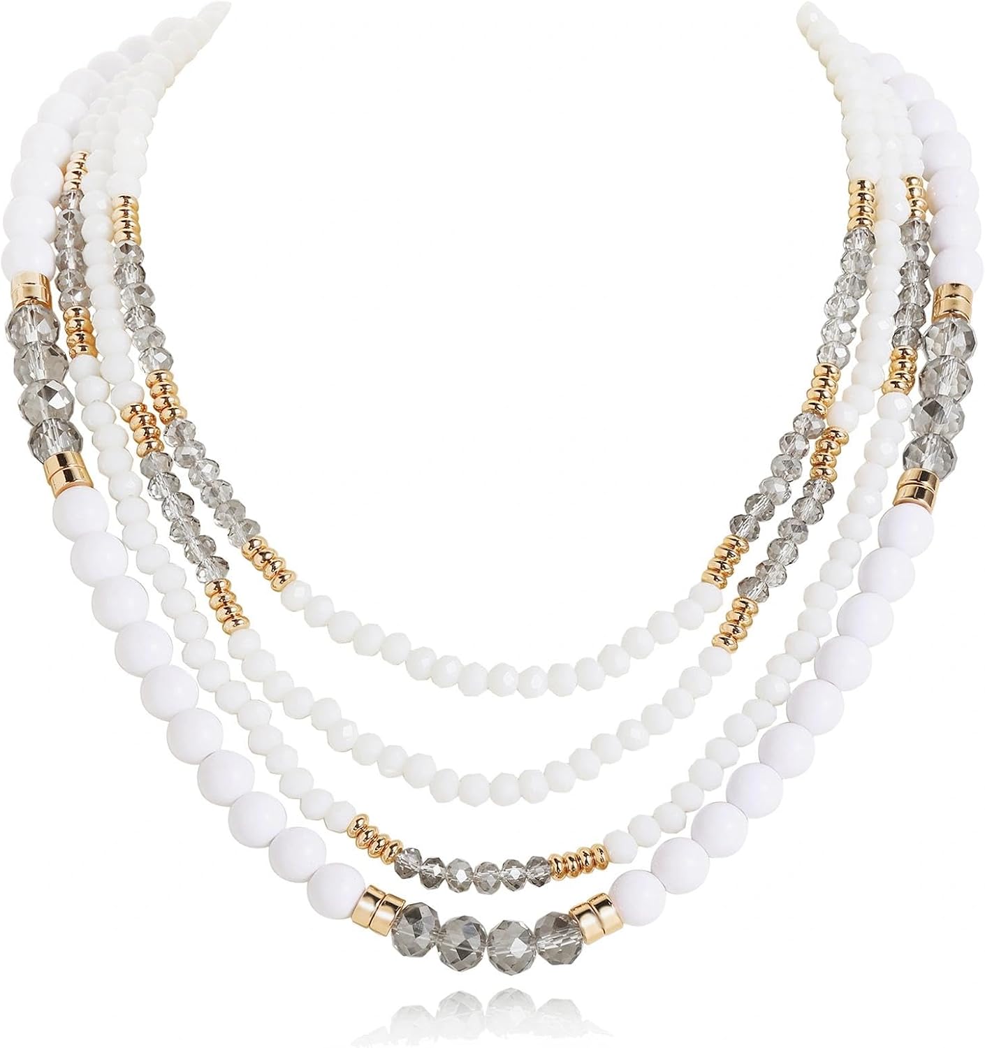 Coiris 4 Layer Chunky Beaded Necklaces for Women Boho Statement Necklace Colorful Acrylic Bead Choker Multi Strand Layered Collar Jewelry for Vacation Party Daily Wear
