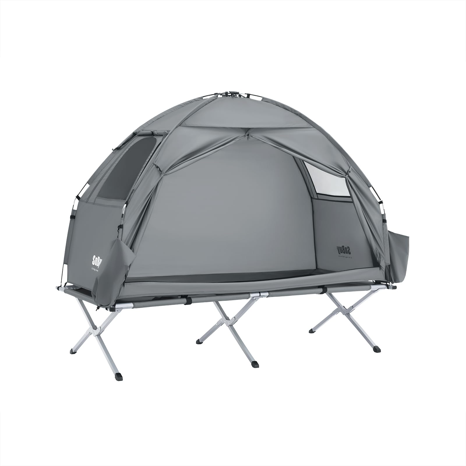 SoBuy Camping Tent Outdoor Single Tent with Lamp Hook and Shoe Storage Pockets 3-in-1 Tent for 1 Person Practical Green W 193x D86 x H160 cm OGS32-II-HG