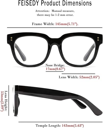 Miniatura 5 de FEISEDY Retro Square Anti Azul Bloqueo de Luz Gafas Mujeres Grueso Gran Tamaño Gafas de Computadora Doble Metal Studs B2689