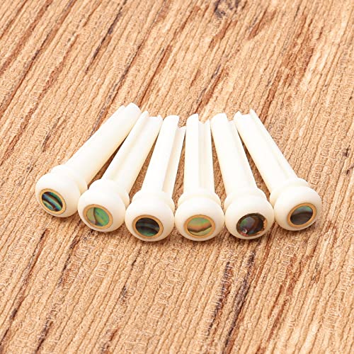 Real Bone Acoustic Guitar Bridge Pins Abalone Dot Set Of 6 #TOP4