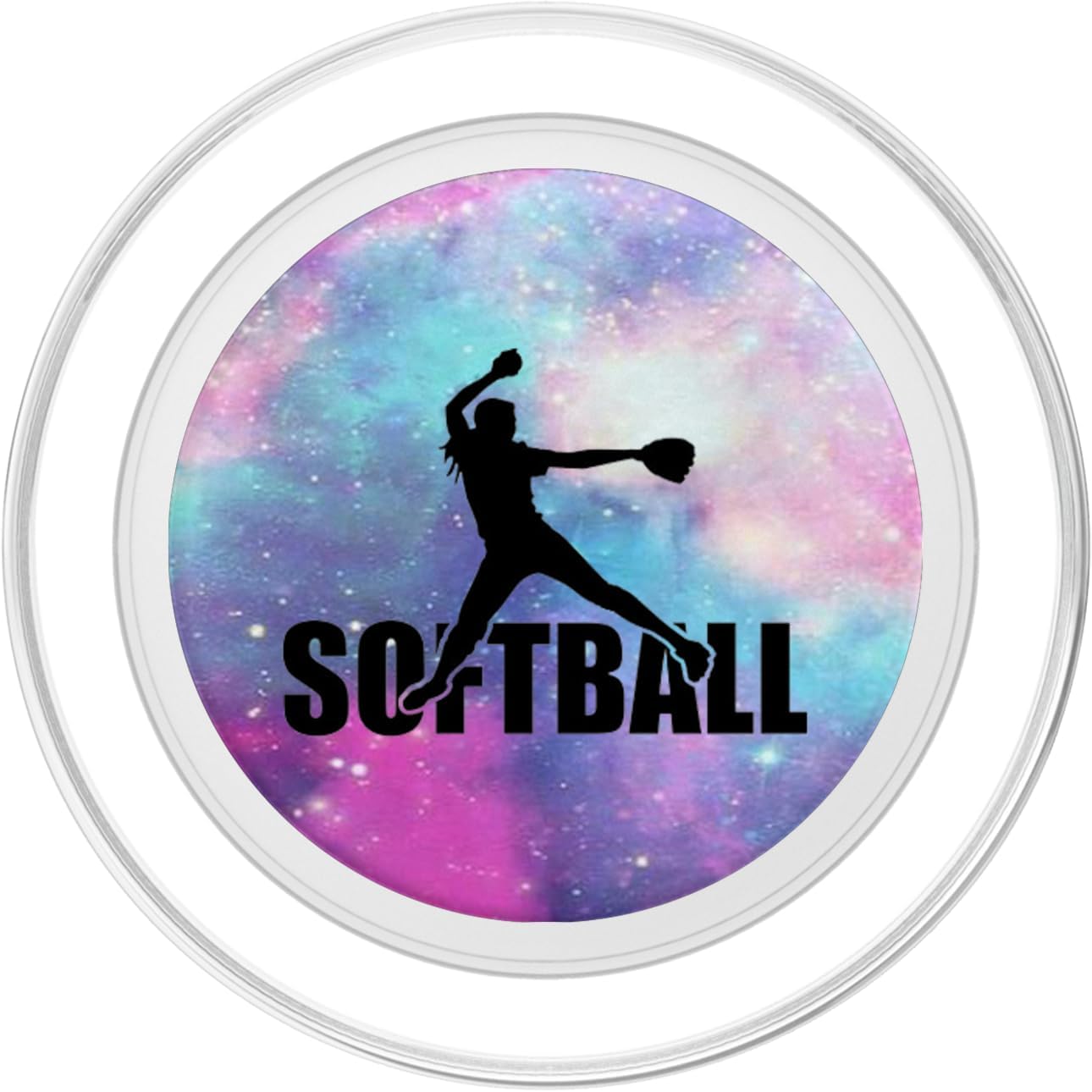Softball Pitcher Girls Galaxy Nebula Teal Purple PopSockets PopGrip for MagSafe