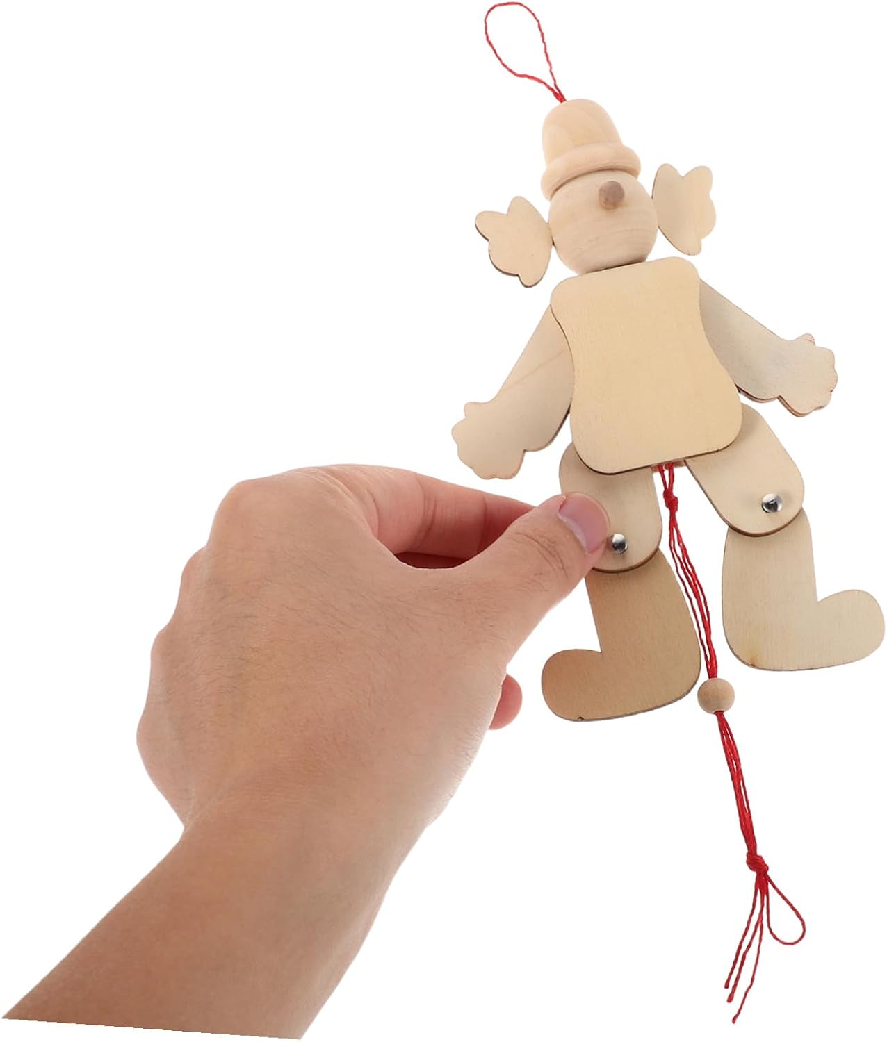 6pcs Wooden Clown Marionette Puppet Kit for DIY Project Unfinished Pull String String Puppets Handmade Wood Craft for Creative Play and Hand-Eye Coordination