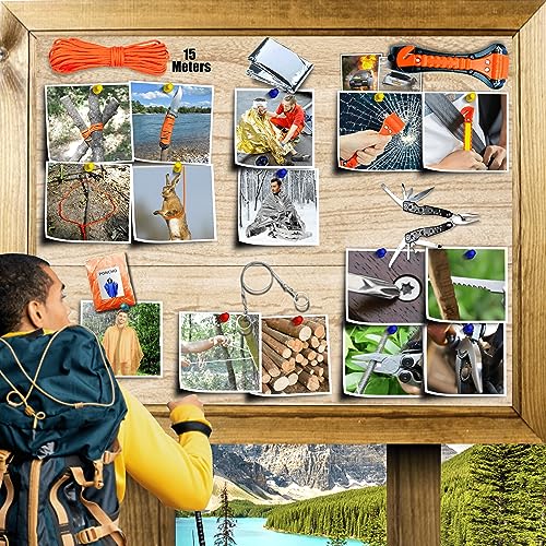 WONCROW ® Kit de Supervivencia + Primeros Auxilios + Mochila Militar - Equipada con Accesorios Multifuncionales para Senderismo Camping Desastres Filtro Agua Gadgets Originales Survival Profesional - imagen 6