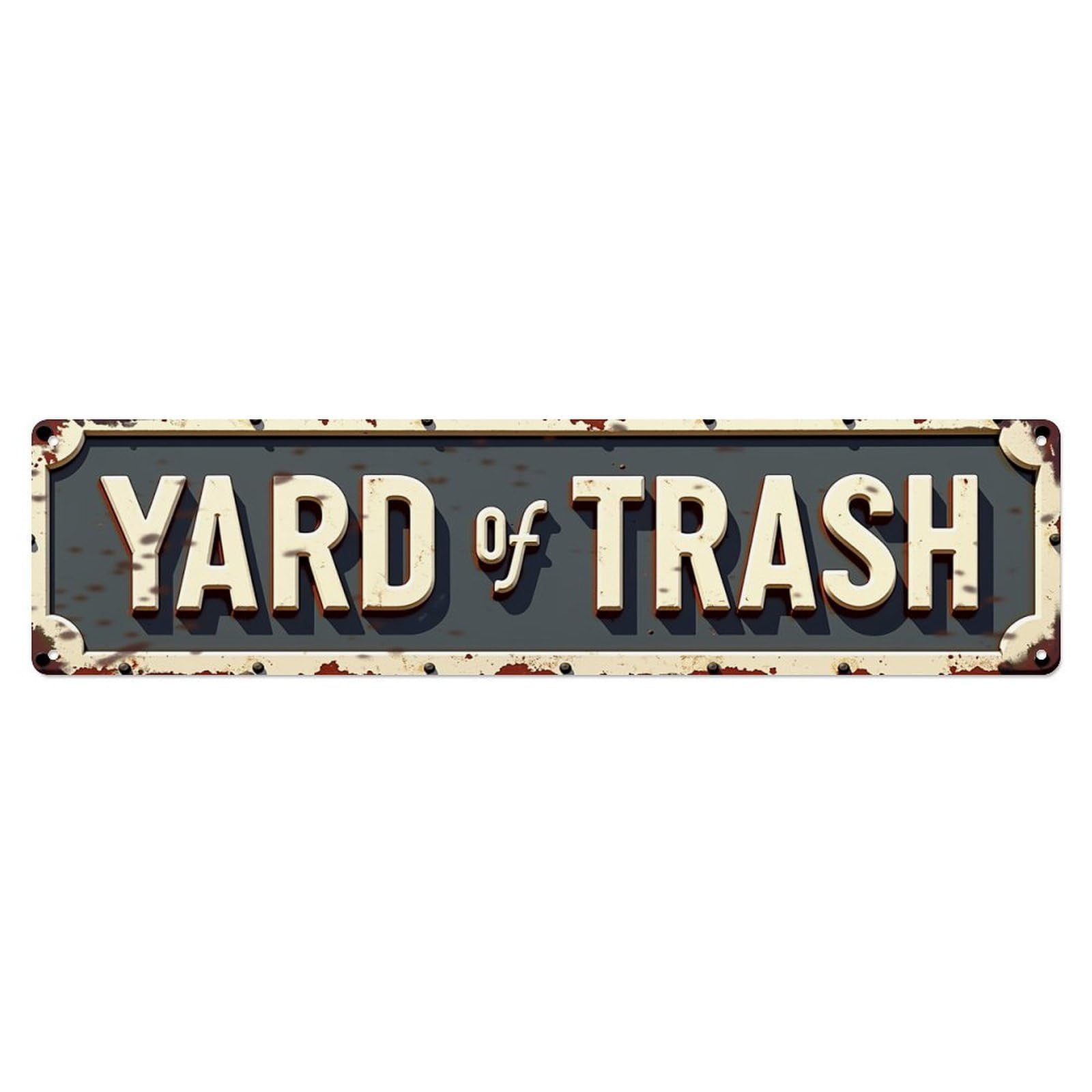 Jdyaojiesheng Vintage Yard Of Trash Sign Pattern Tin Sign Retro Metal Wall Decor Metal Poster, Home Bar Garage Farmhouse Cafe Wall Art Decoration 4X16inch