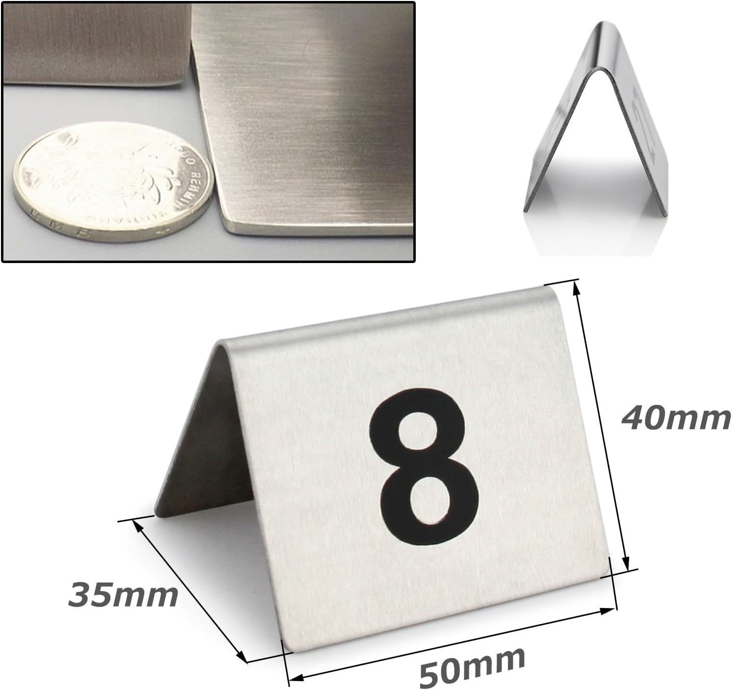 Doppelseitig Nummeriertes Edelstahl Tischschild 1-25 1-50 Sitzplan Tischkarten Restaurant Hochzeits Sitzkarte Für Veranstaltungen,Bankette,Gastronomie,Hochzeitsbankett Tischdeko,Silber,1~50