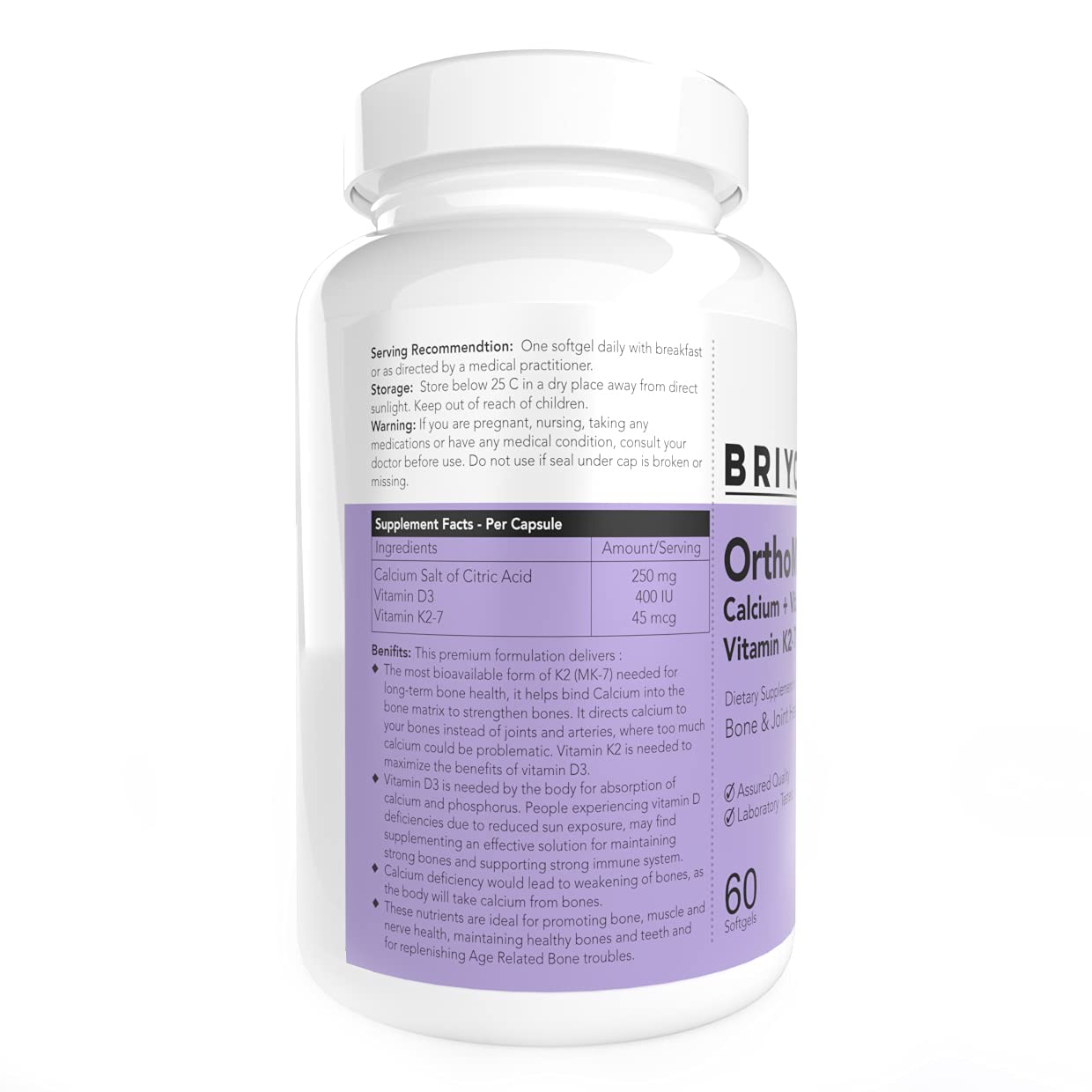 Orthomax - Vitamin D3 & K2-M7 + Calcium Dietary Supplement for Bone Health, Stronger Bones, Teeth, Muscles & Immunity Calcium Supplement Absorption — Amazon image 2