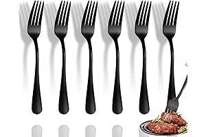 Forks,Black Silverware Forks,Set of 6 Top Food Grade Stainless Steel Forks Silverware Set