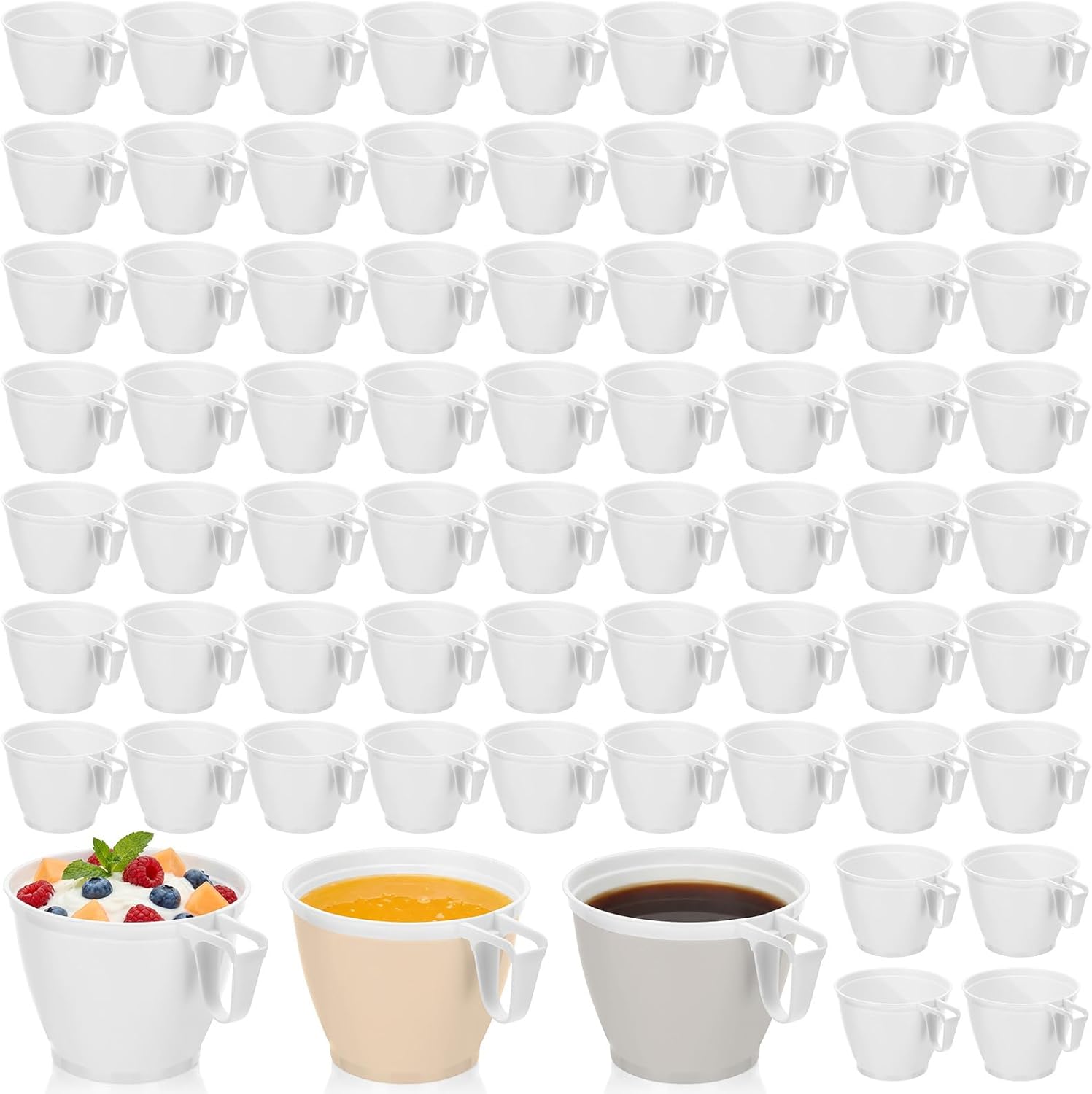 160 Pieces 5.7 oz Hard Plastic Coffee Cup Bulk Tea Mug with Handle Disposable Mugs Plastic Coffee Mugs for Wedding Party, Graduation, Birthday, Cafe, Restaurant