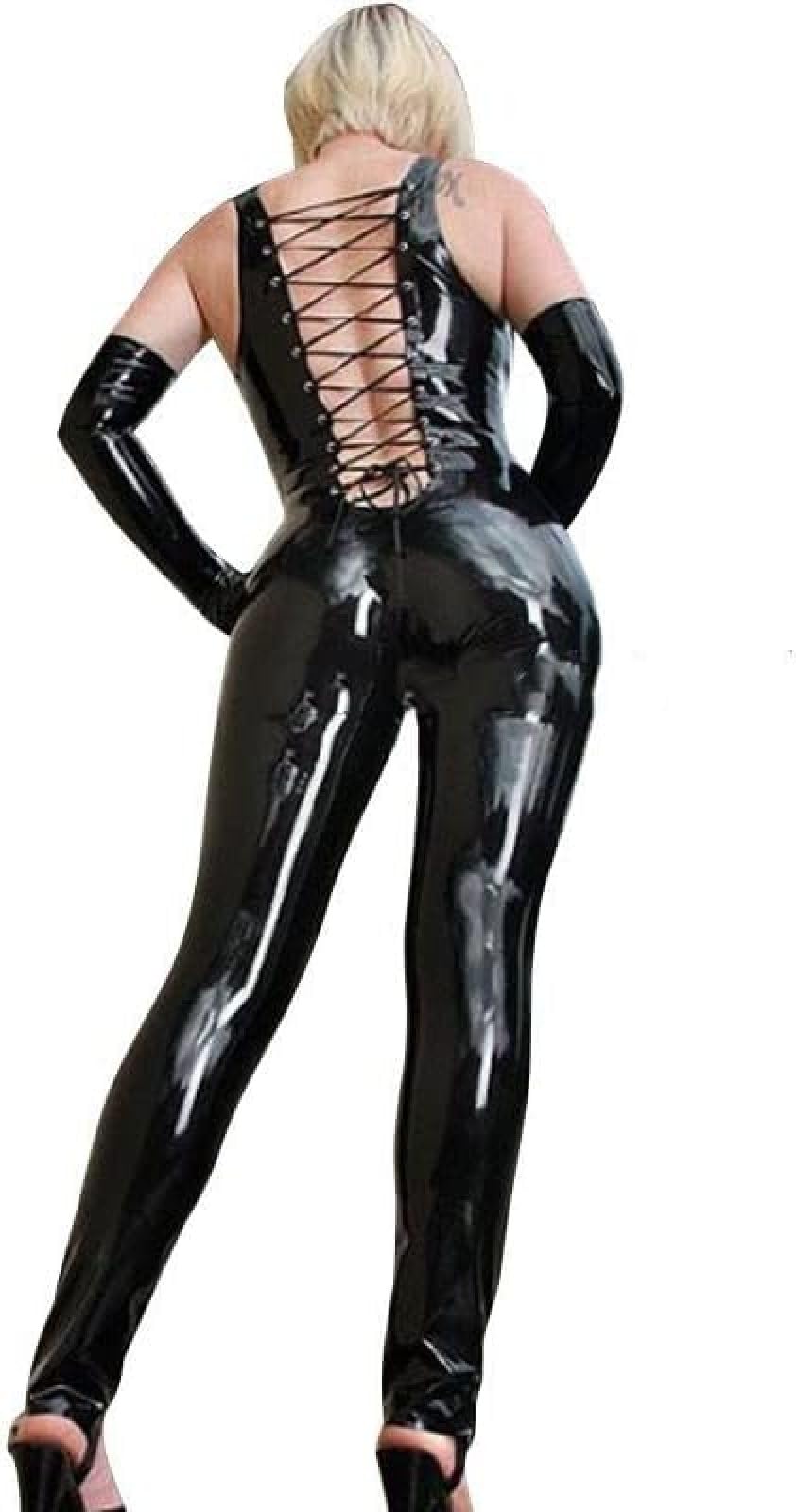 Combinaison Catsuit En Latex Pour Femmes, Costume Fétichiste Noir Sexy Avec Fermeture Éclair Sur Le Devant Sous L'entrejambe Pour Adulte, Combinaison Plus,Personnaliser,XXL