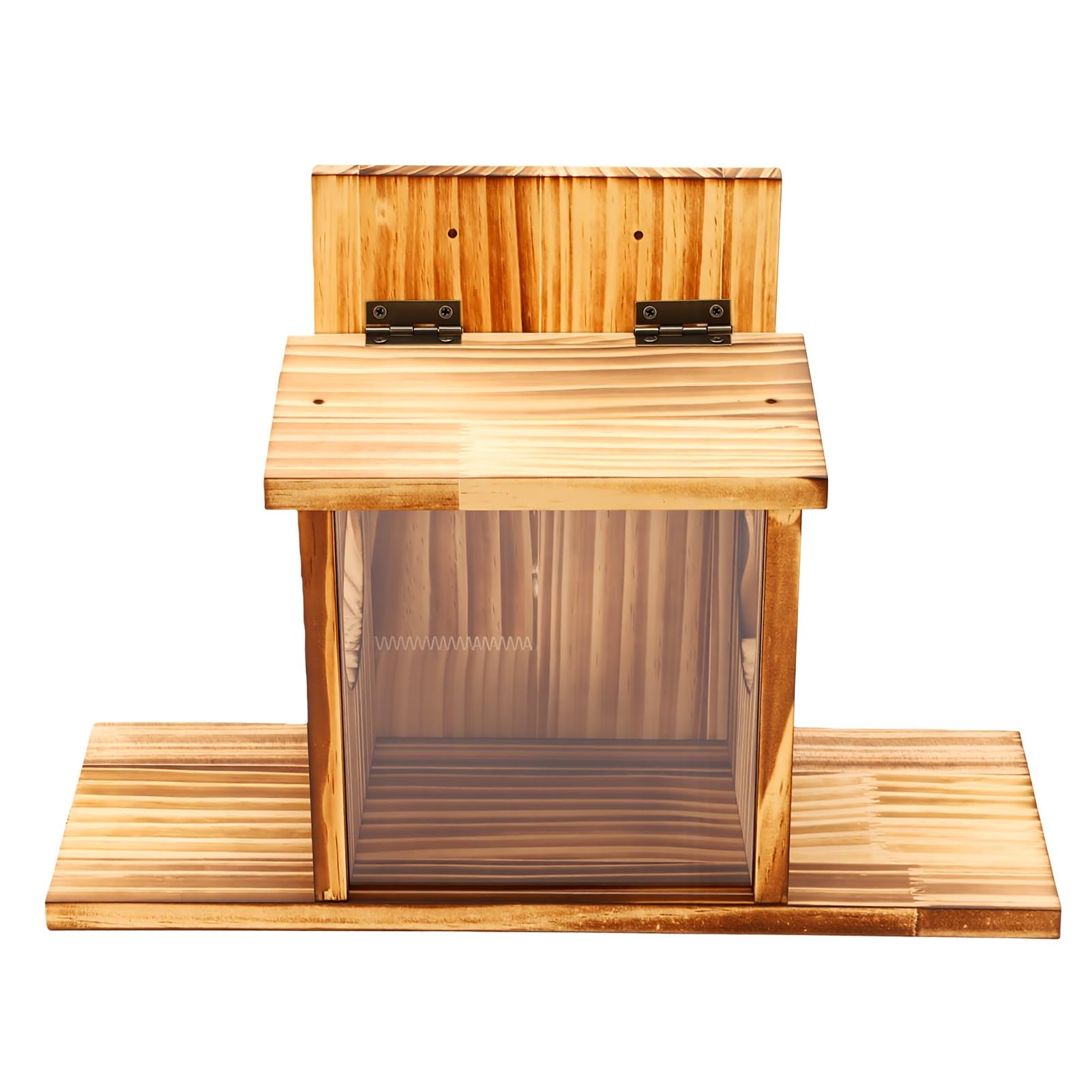 Comedero de madera para ardillas resistente con gran capacidad para exterior