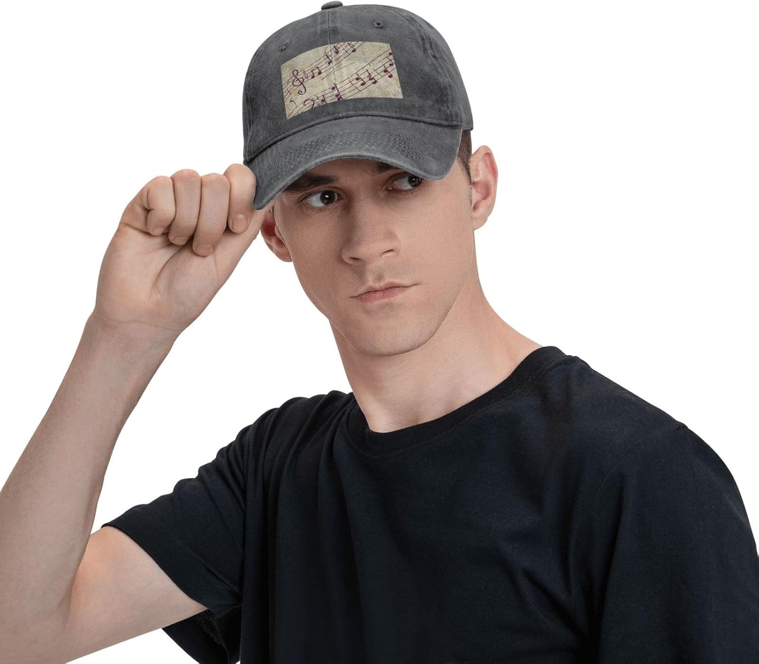 Musical Note Floral Print Cowboy Hat Personalized Baseball Cap Fashion Hat Cap Funny Gifts for Women Men
