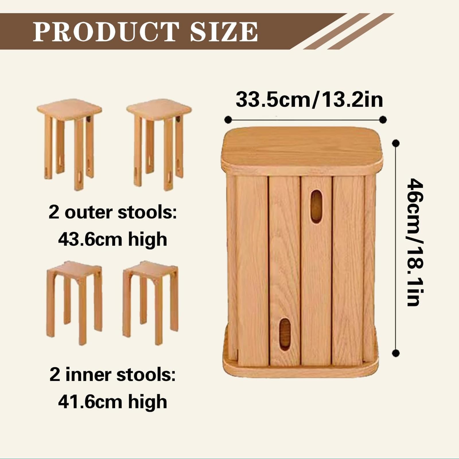Set tavolo e sedie in legno massello con sgabelli impilabili per cucina, sala da pranzo, camera da letto, soggiorno